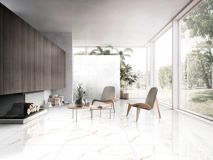 NORDA Gold Poli, texture du carrelage céramique effet marbre blanc