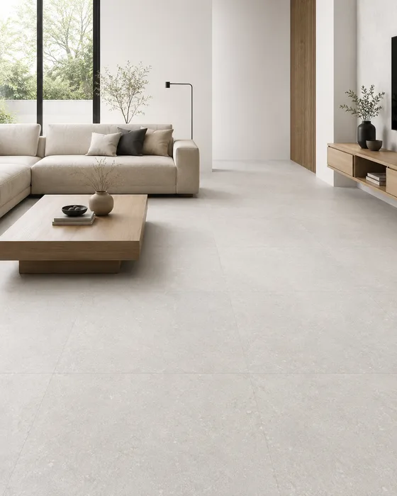 LUNARO Pearl, detail of the neutral natural stone look ceramic tile