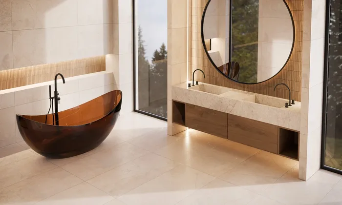 CONCEPT Beige Carving, texture du carrelage céramique effet pierre naturelle beige