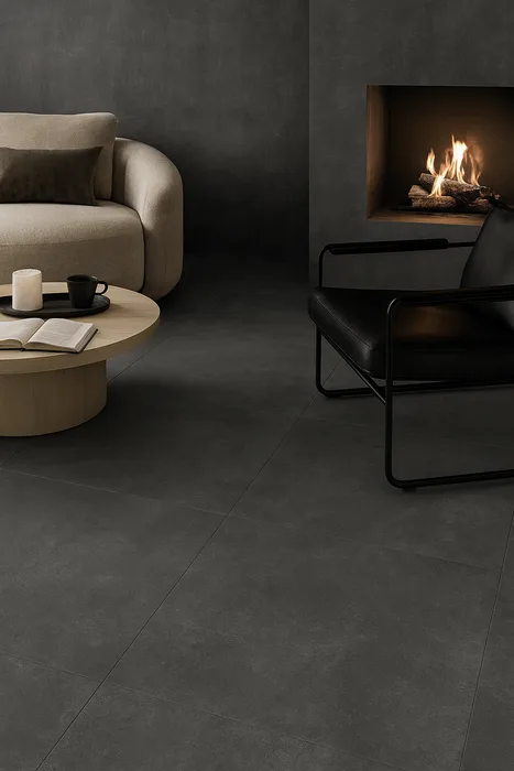 MONTARA Black , texture close-up of the black ceramic ceramic tile